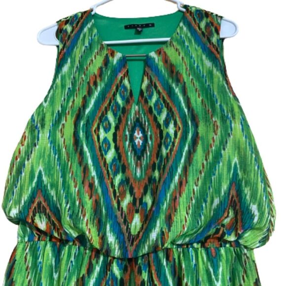 Tiana B. Women’s Multicolor Aztec Pattern Smocked Waist Knee Length Dress Sz- 12 - Picture 2 of 6